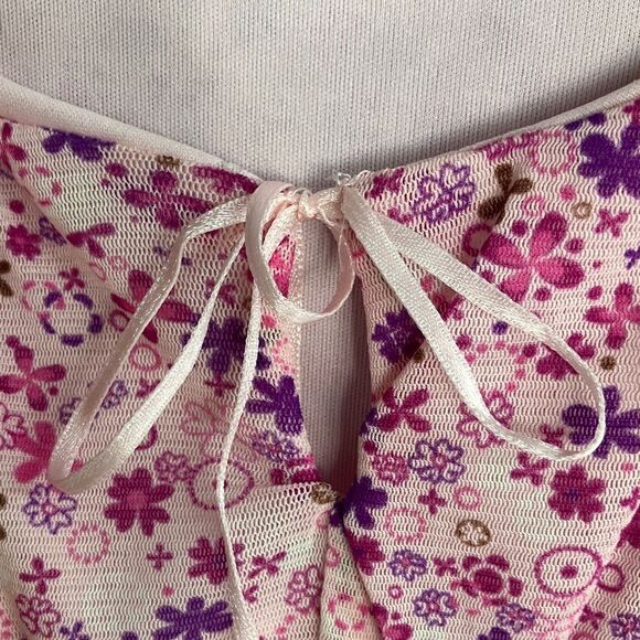 One Step Up babydoll Y2K Pink Floral Blouse Large Juniors medium women’s - Picture 4 of 8